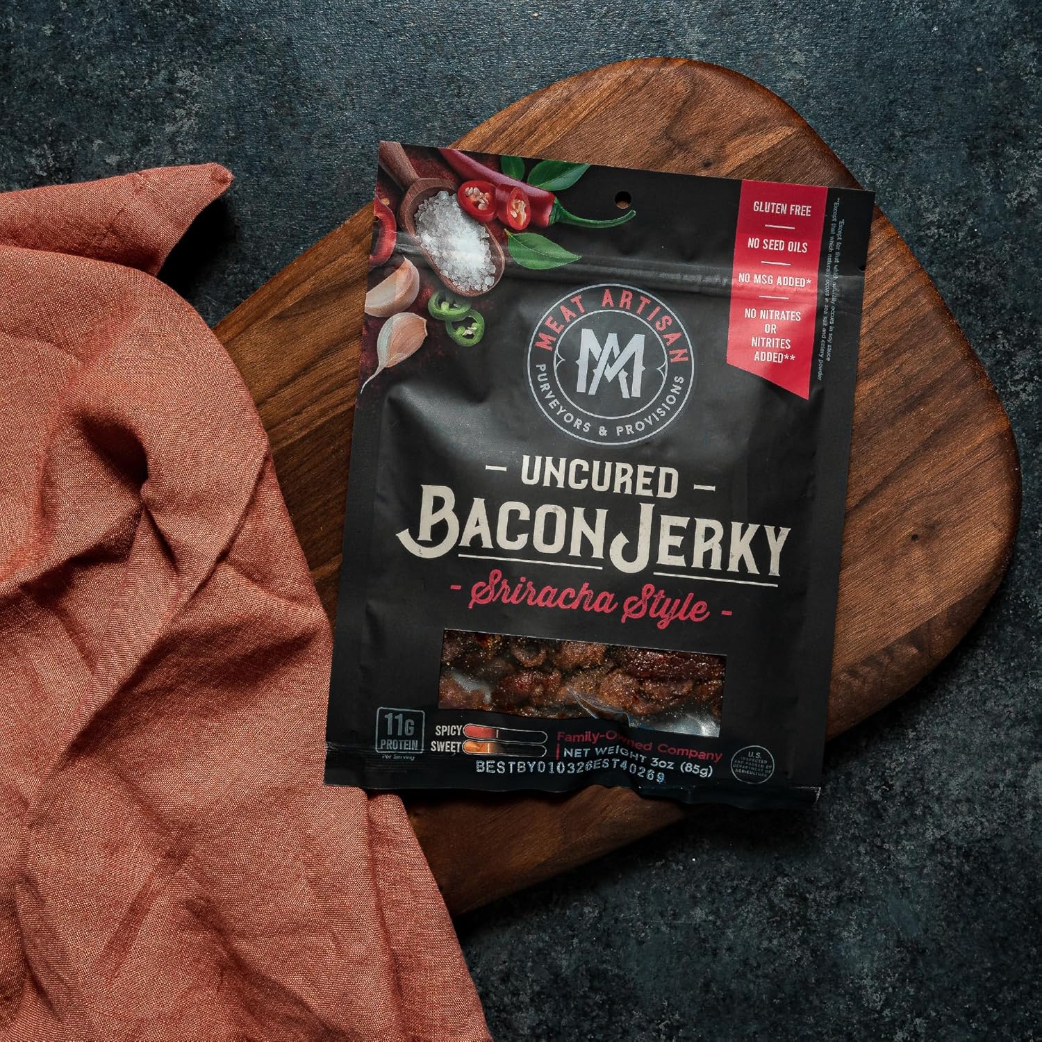 Sriracha Style Uncured Bacon Jerky