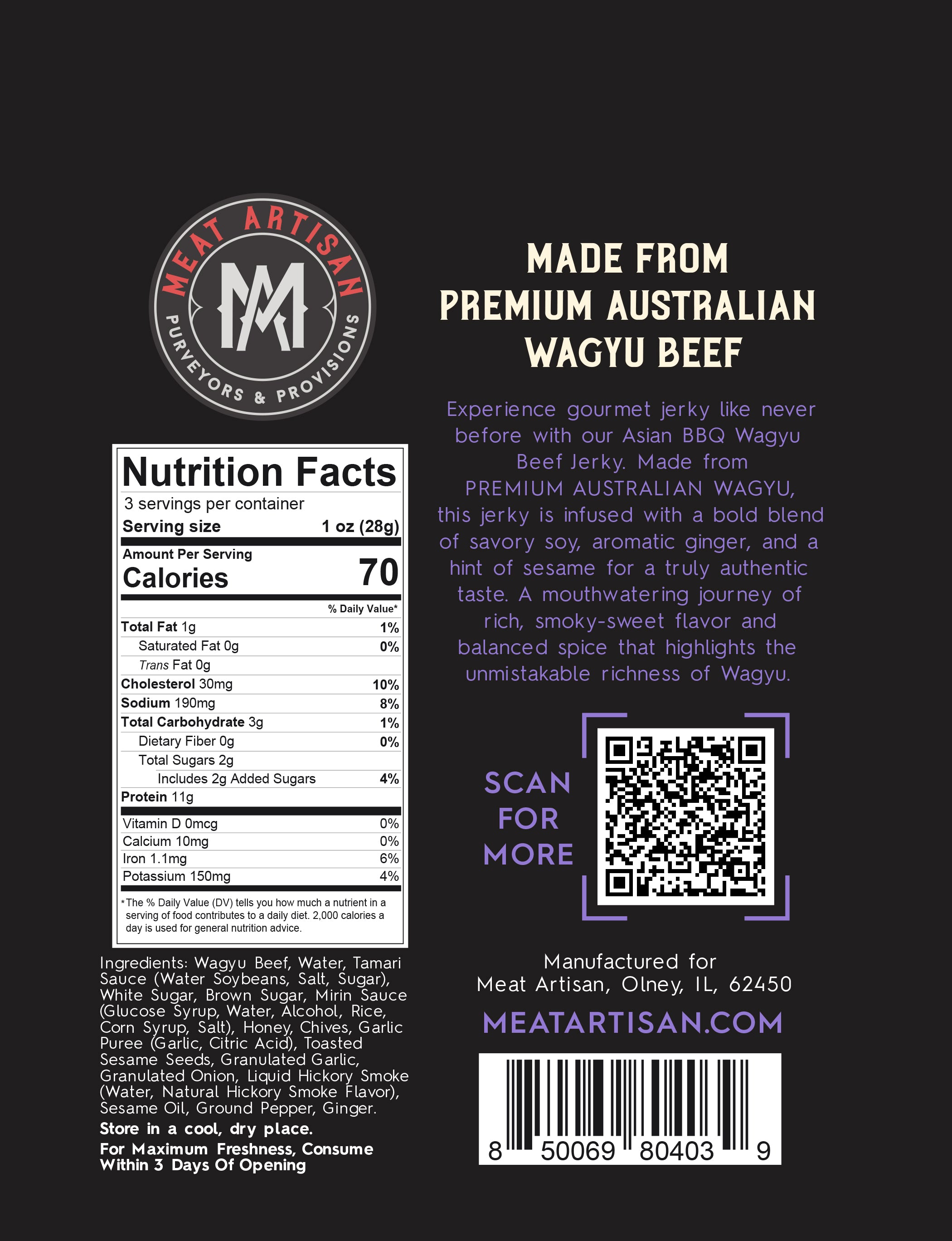 Asian BBQ Style Australian Wagyu Beef Jerky